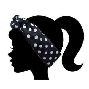 Black Polka-dot Ladies Top Knot Headband